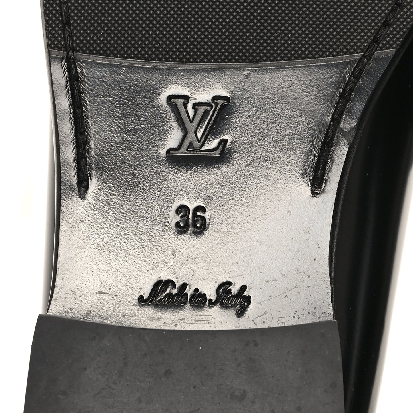 Glazed Calfskin Chess Flat Loafer 36 Black