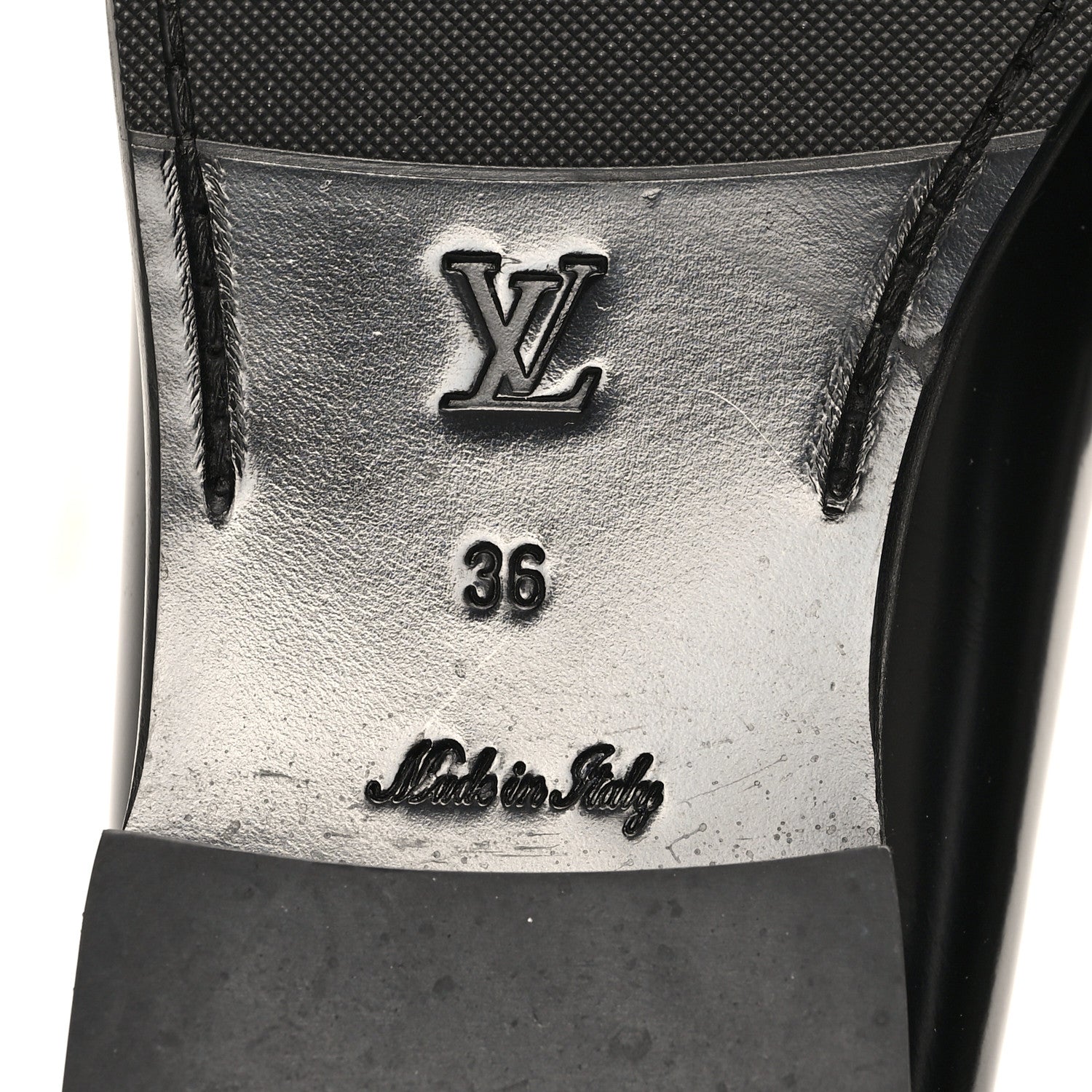 Louis Vuitton Glazed Calfskin Chess Flat Loafer 36 Black 7 of 9