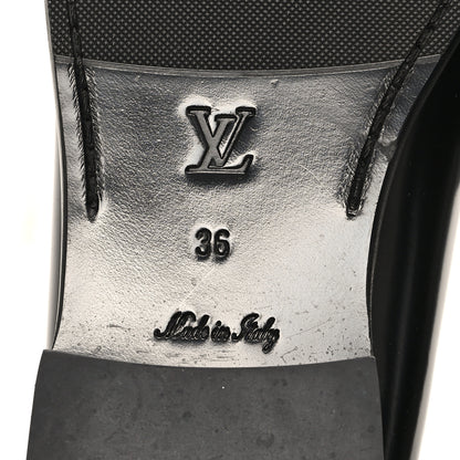 Louis Vuitton Glazed Calfskin Chess Flat Loafer 36 Black 7 of 9
