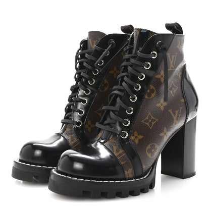 Louis Vuitton Patent Calfskin Monogram Star Trail Ankle Boots 38 Black 4 of 7