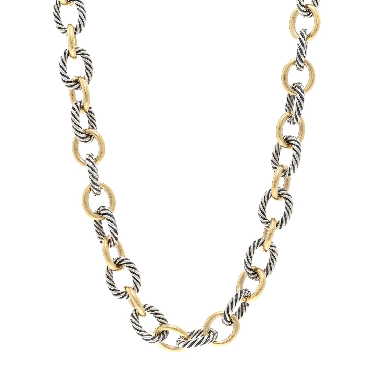 Sterling Silver 18K Yellow Gold 12mm Large Oval Link Necklace