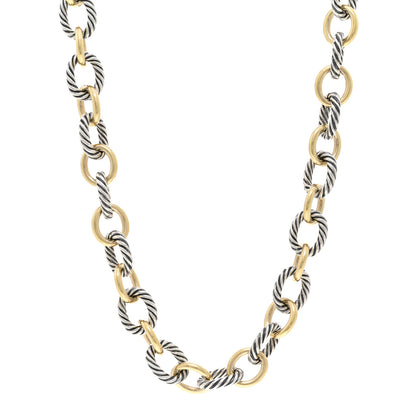 David Yurman Sterling Silver 18K Yellow Gold 12mm Large Oval Link Necklace 1 of 4