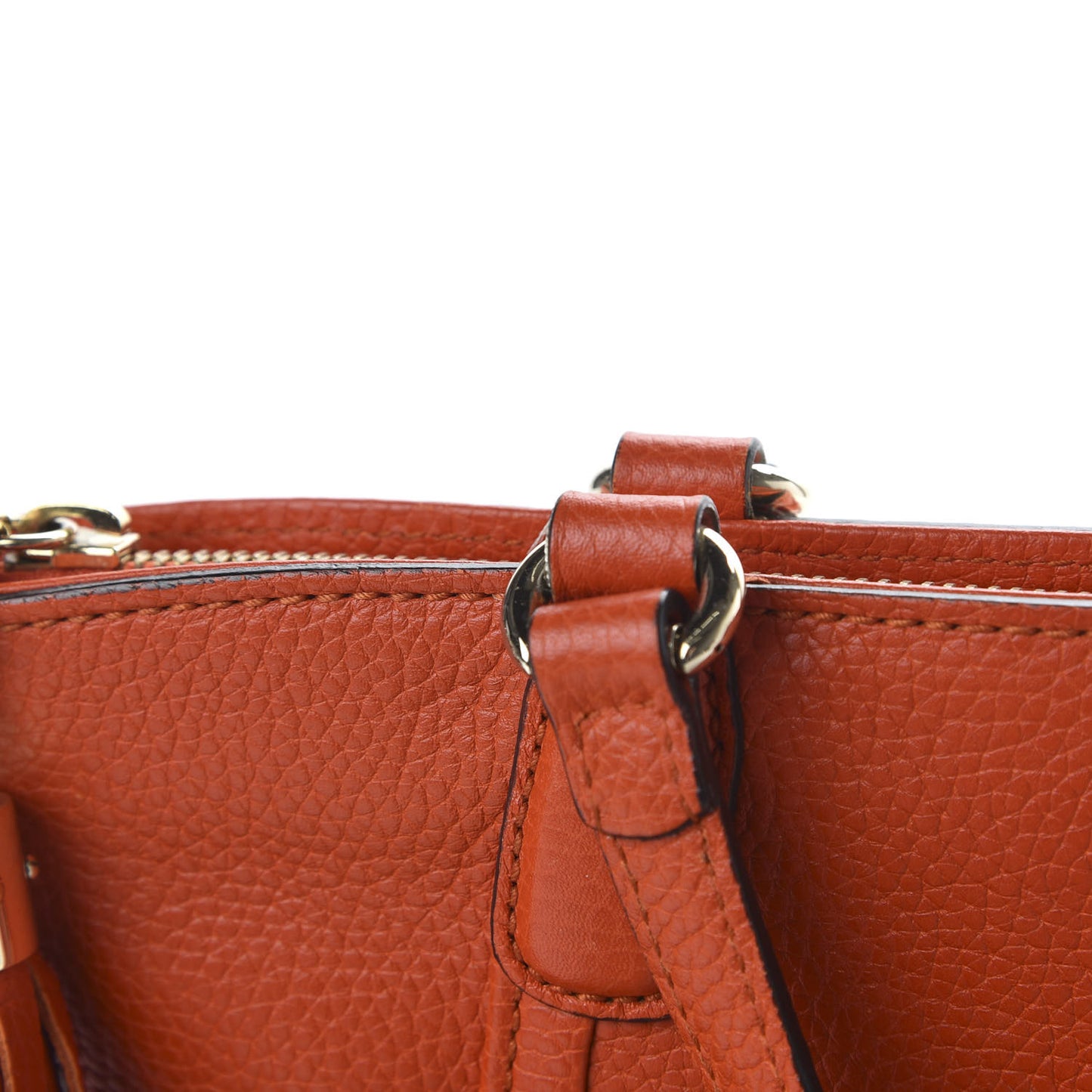 Pebbled Calfskin Small Soho Top Handle Bag Sun Orange