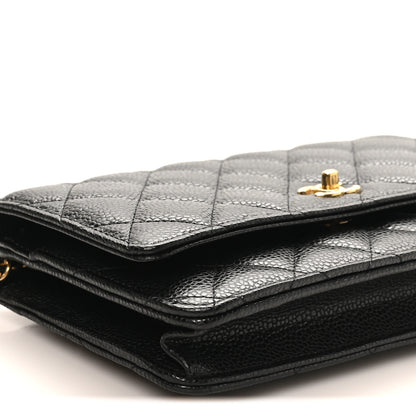 Chanel Caviar Quilted CC Turnlock Wallet On Chain WOC Black 10 of 12