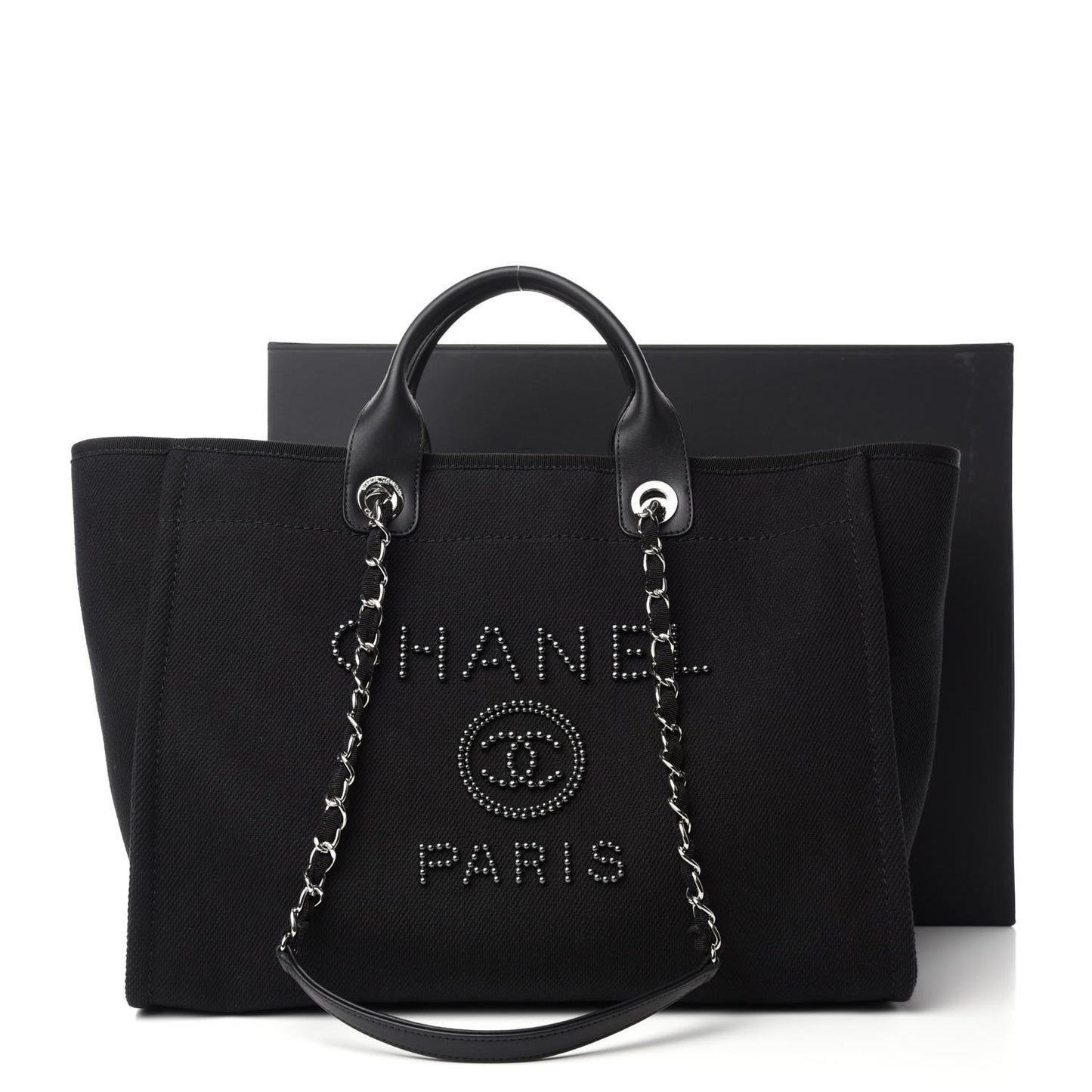 Canvas Pearl Medium Deauville Tote Black