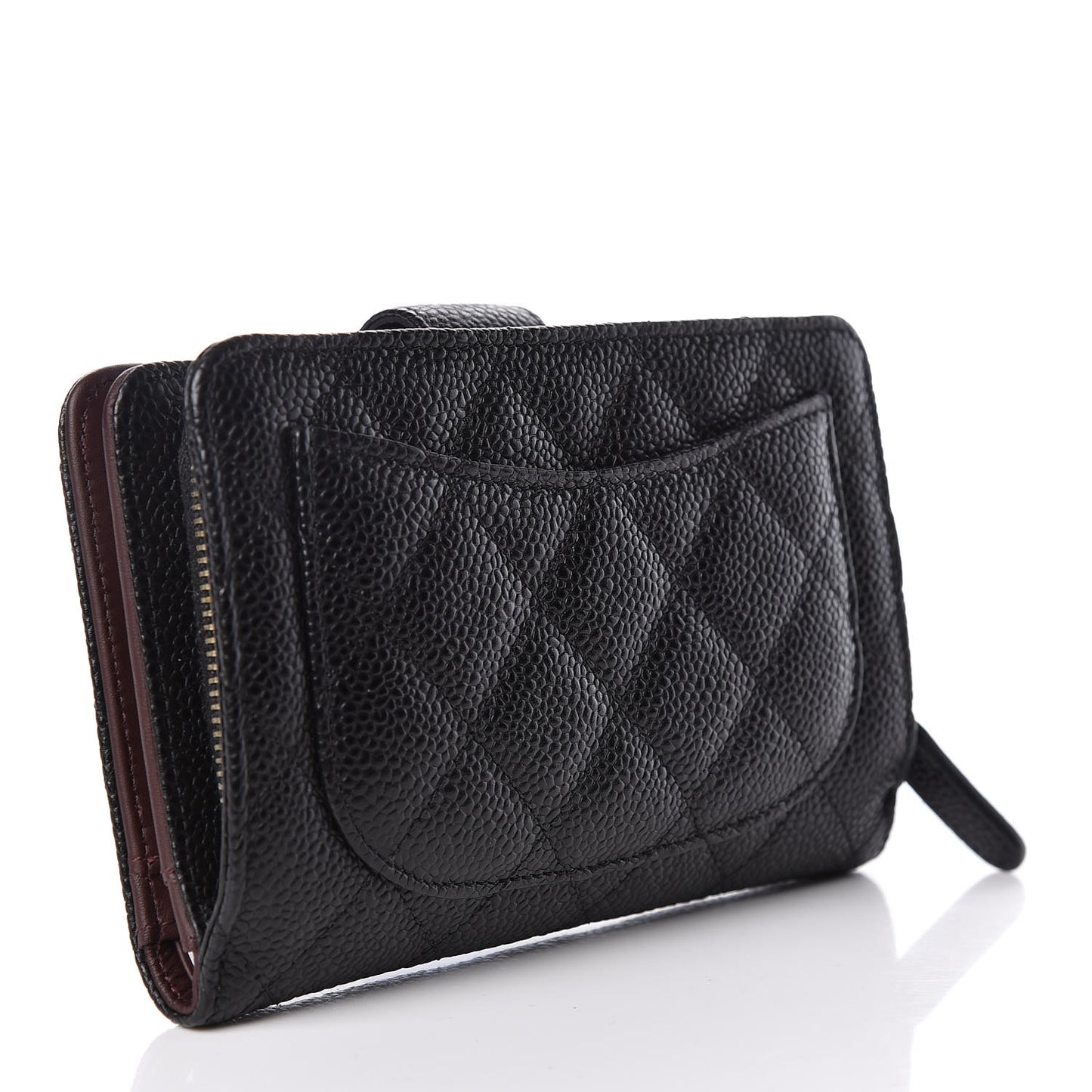 Caviar Quilted Zipped Pocket Wallet Black