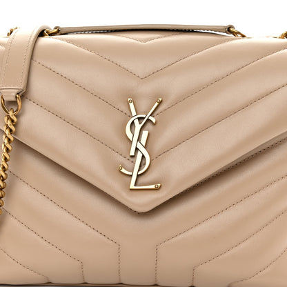 Saint Laurent Calfskin Y Quilted Monogram Small Loulou Chain Satchel Dark Beige 7 of 9