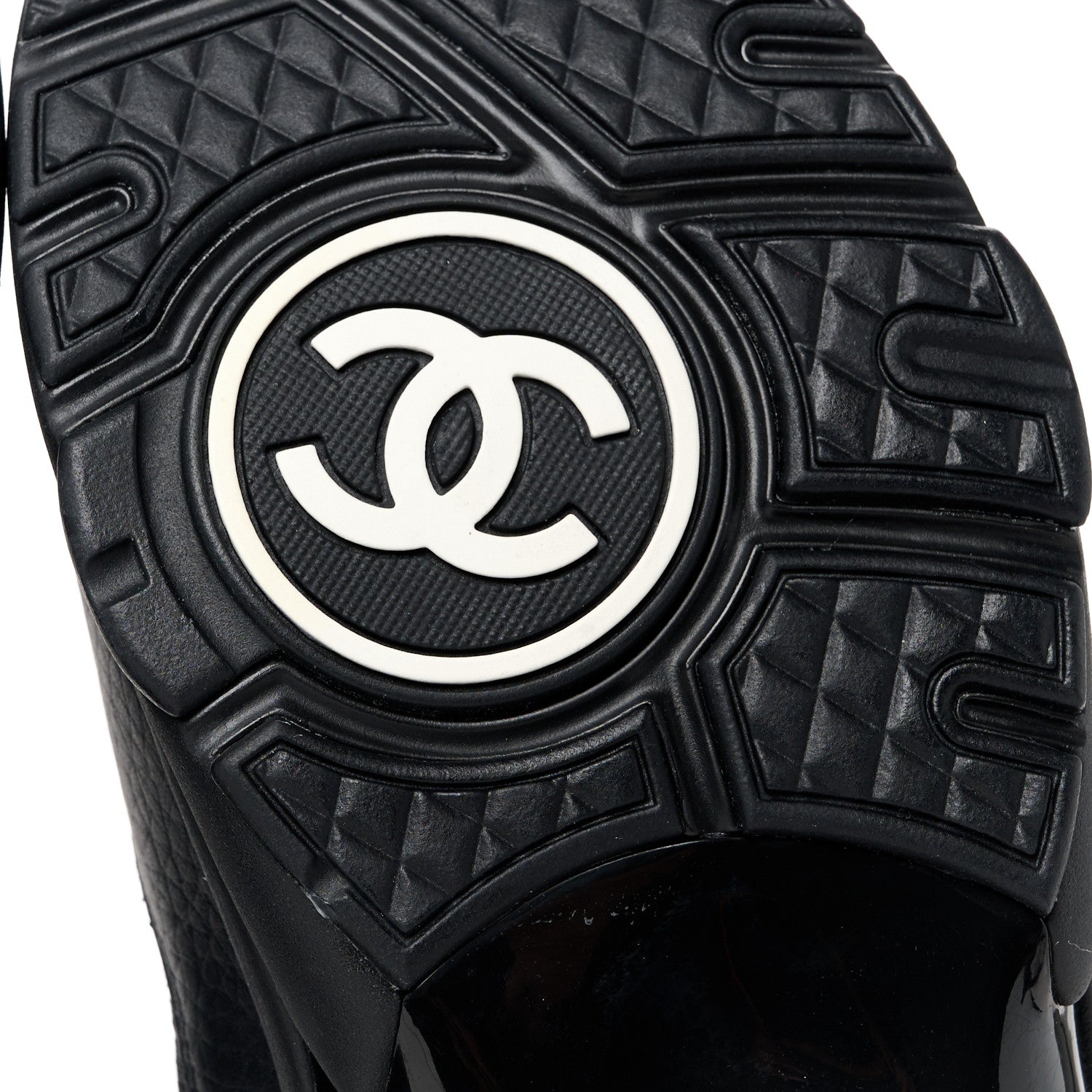 Chanel Mesh Suede Grained Calfskin Womens CC Sneakers 39 Black White 6 of 9