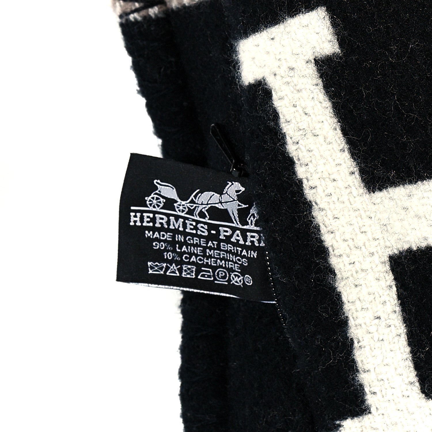 Hermes Wool Cashmere Avalon III Pillow PM Ecru Black 3 of 3