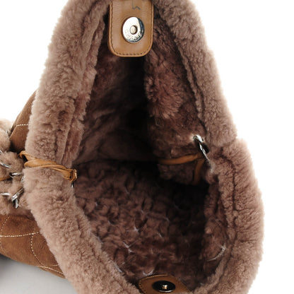 Chanel Shearling Suede Stiched CC Tote Dark Brown 6 of 11