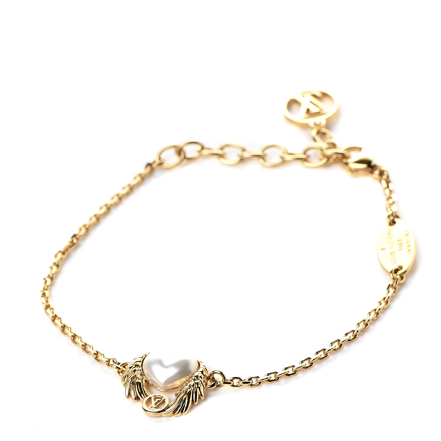 Louis Vuitton Crystal Pearl Angel Love Bracelet Gold 1 of 5