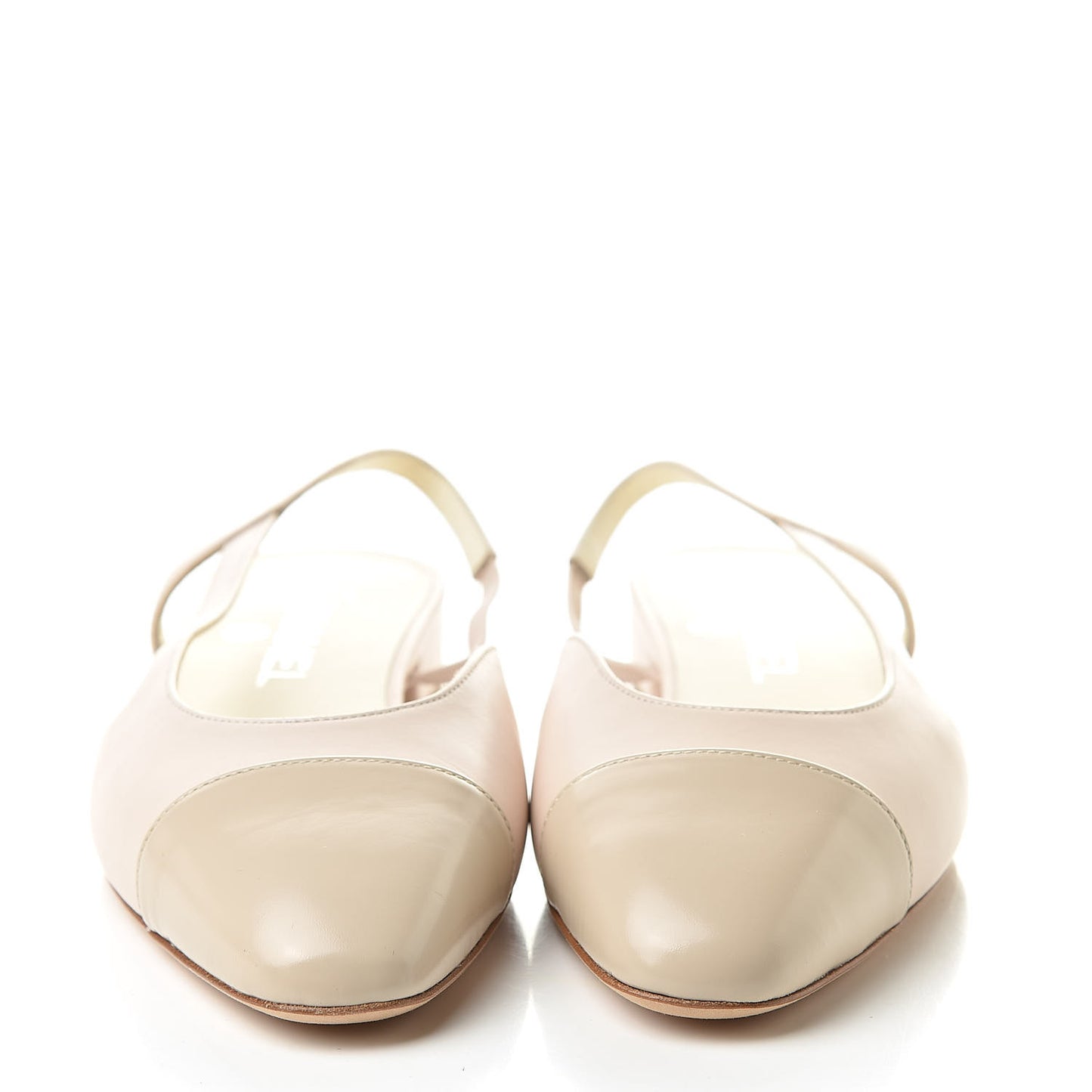 Lambskin Cap Toe CC Slingback Sandals 38 Ivory