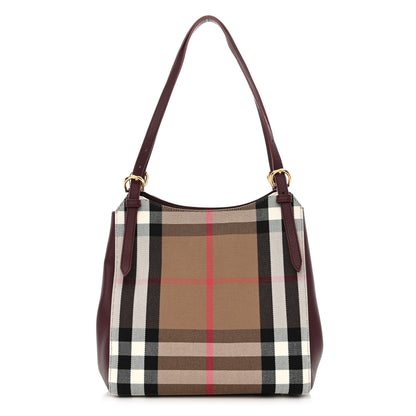 Burberry House Check Grainy Calfskin Small Canterbury Tote Mahogany Red 1 of 11