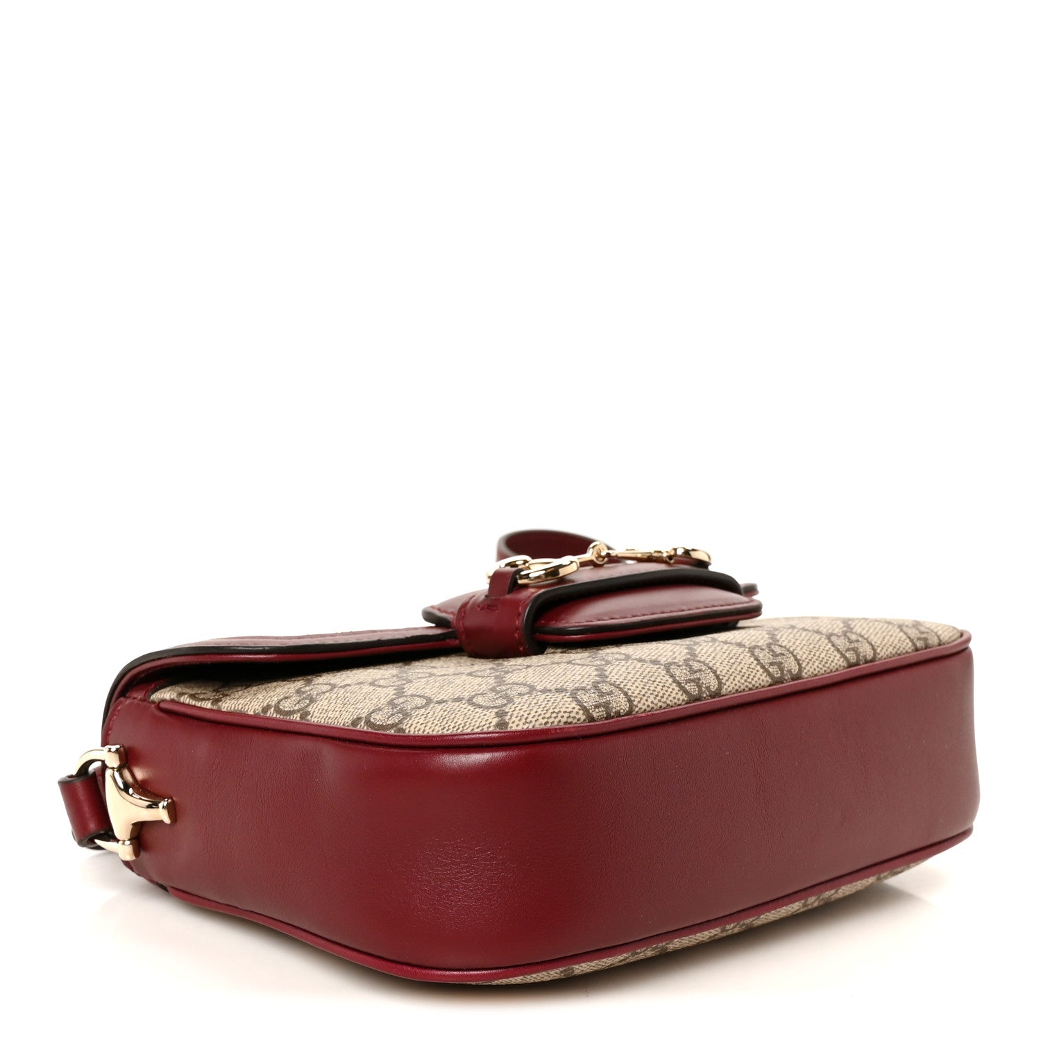 Gucci GG Supreme Monogram Horsebit 1955 Soft Small Shoulder Bag Beige Ebony Rosso Ancora 4 of 11