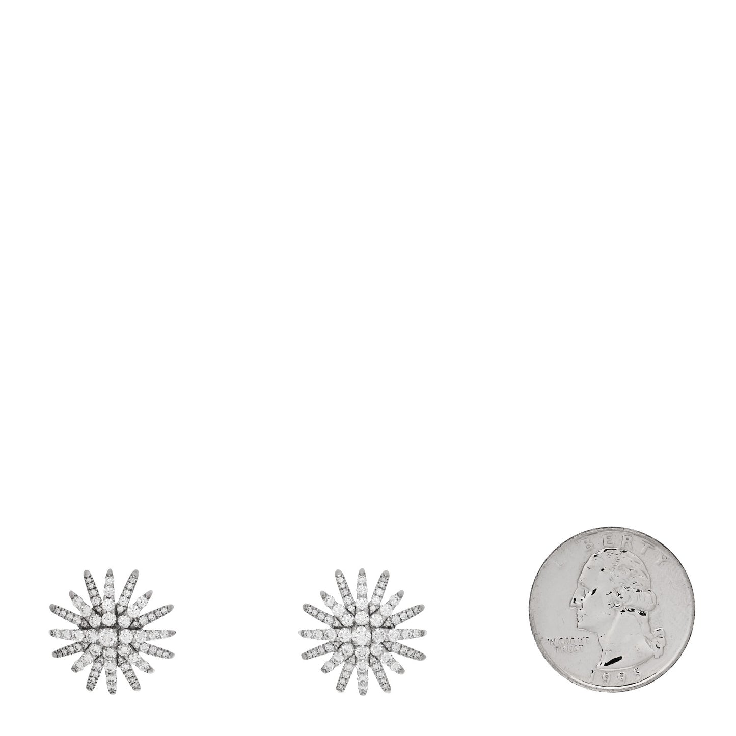 18K White Gold Diamond 19mm Starburst Earrings