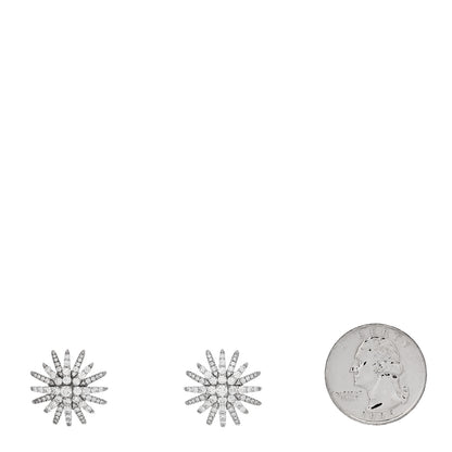 David Yurman 18K White Gold Diamond 19mm Starburst Earrings 2 of 5