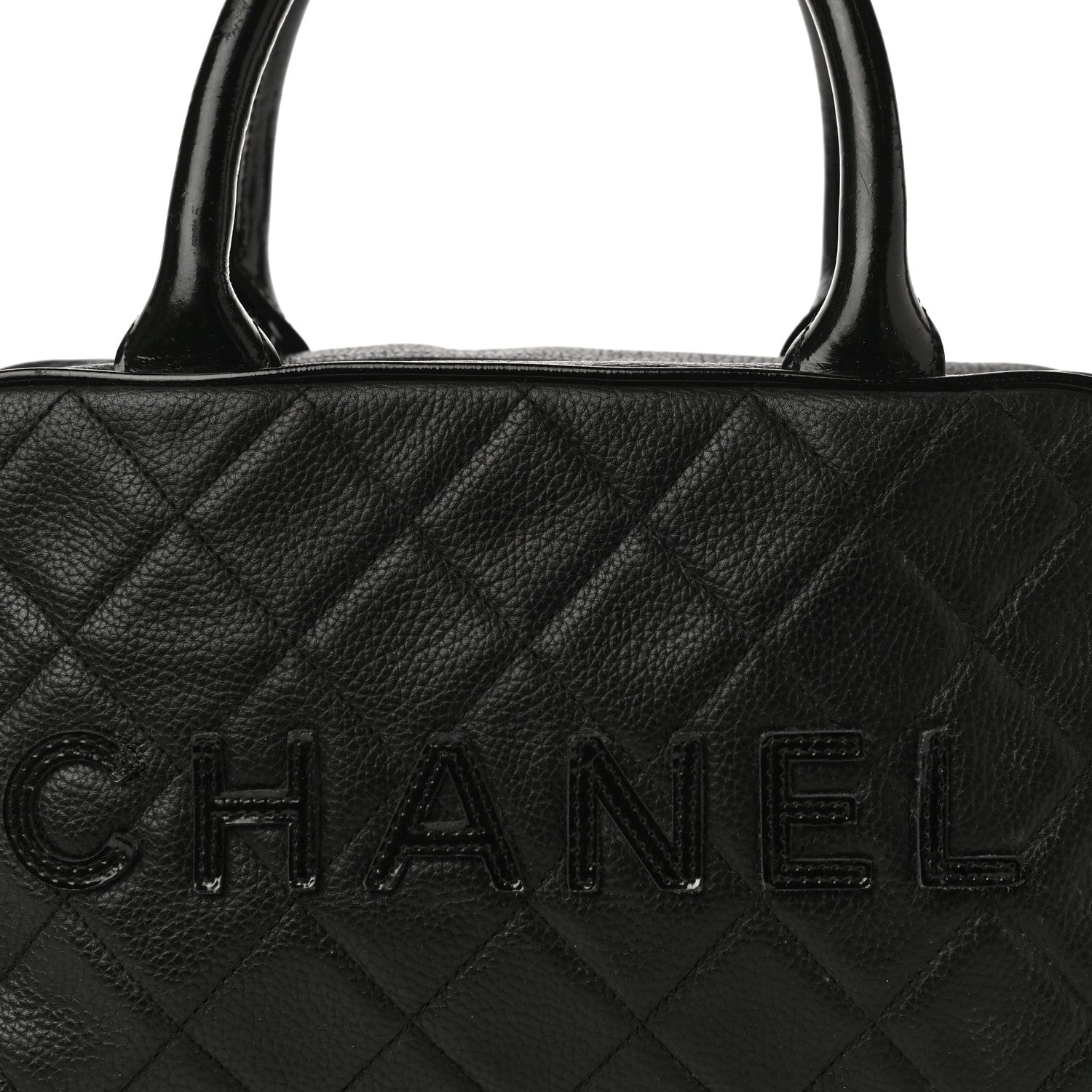 Chanel Caviar Patent Quilted Bowler Black 8 of 23