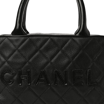 Chanel Caviar Patent Quilted Bowler Black 8 of 23