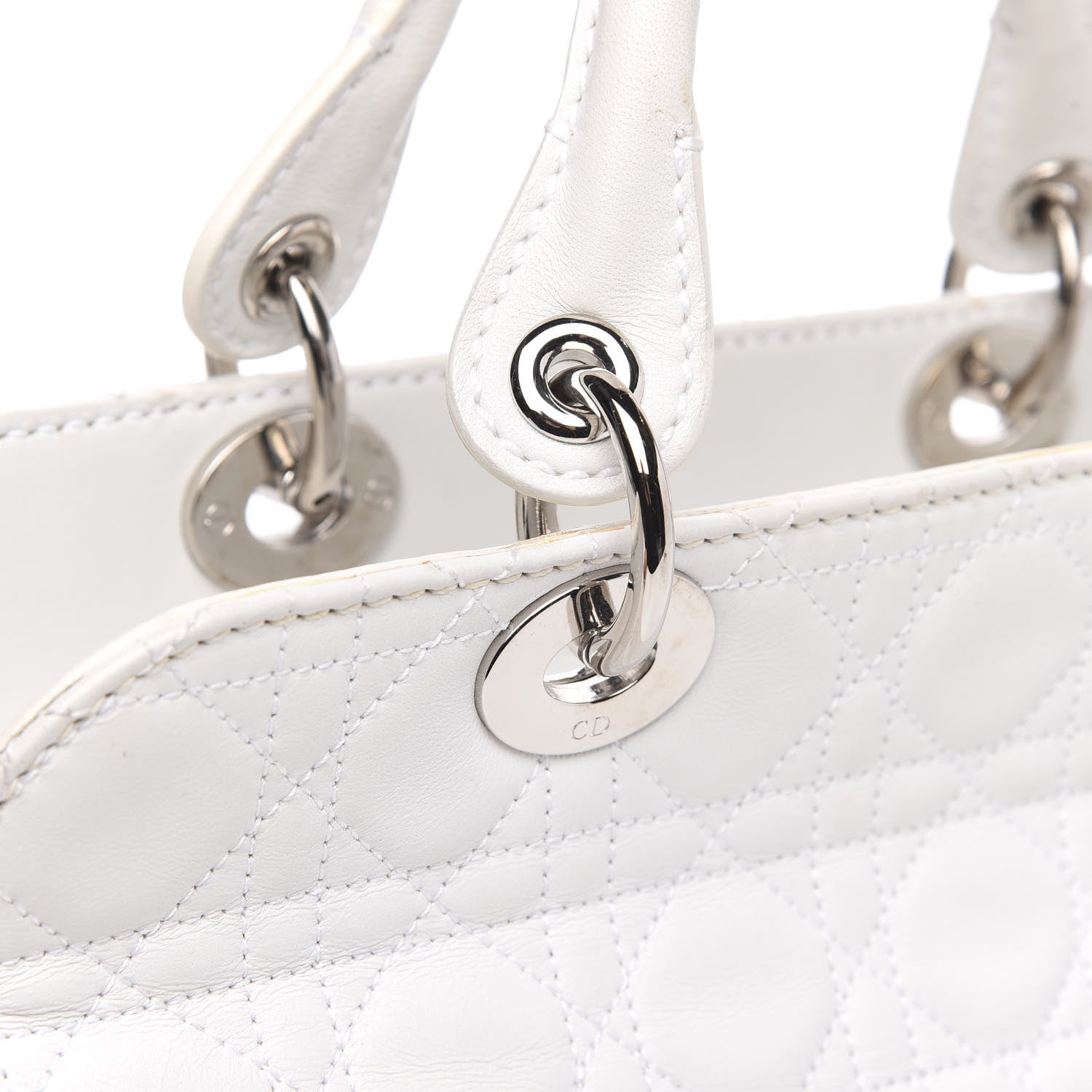 Christian Dior Lambskin Cannage Soft Lady Dior Satchel White 16 of 16