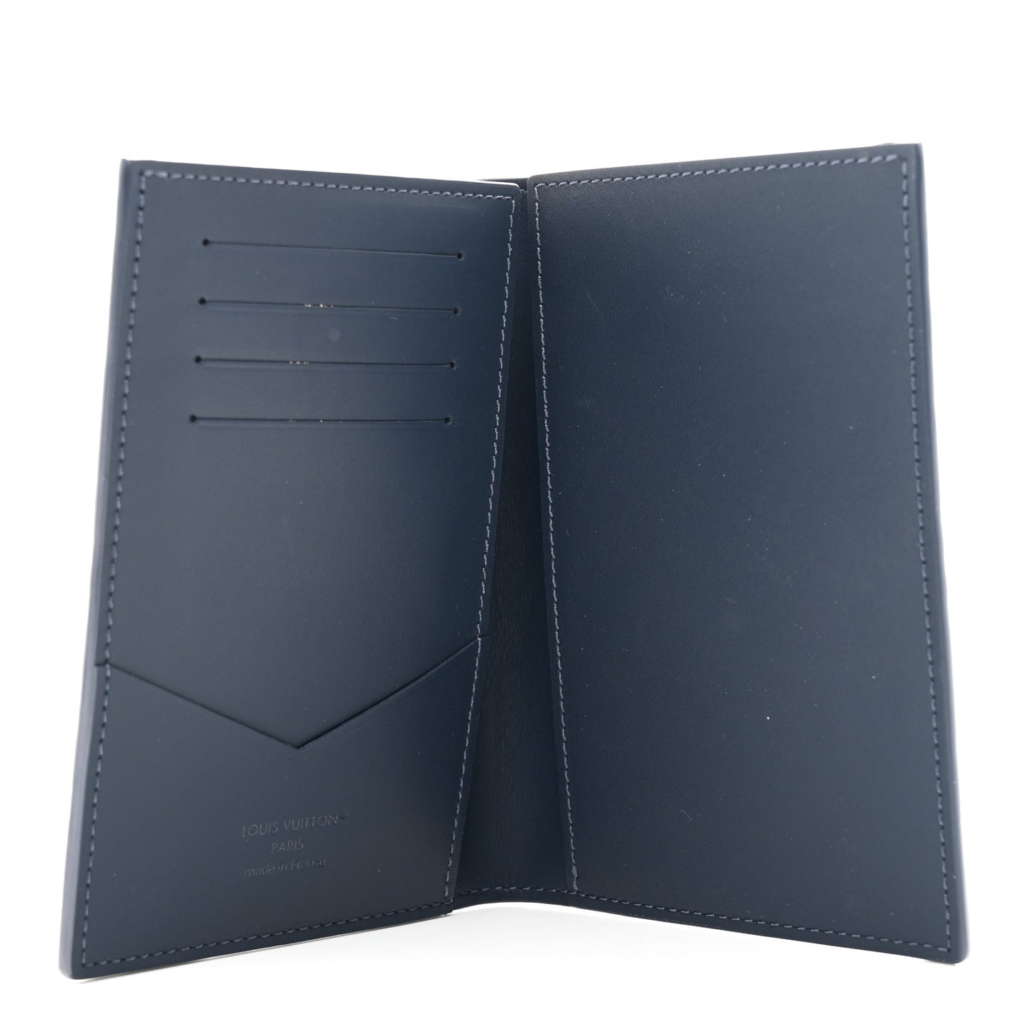 Calfskin Monogram Shadow Passport Cover Navy Blue