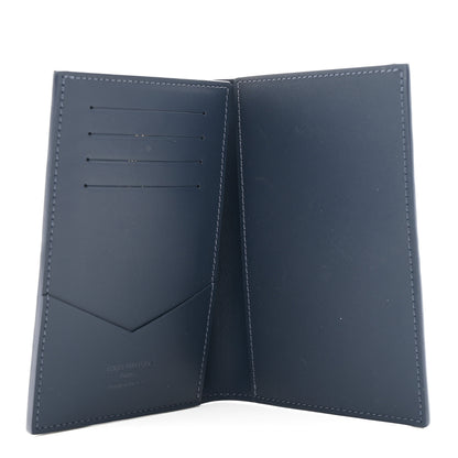 Louis Vuitton Calfskin Monogram Shadow Passport Cover Navy Blue 5 of 6