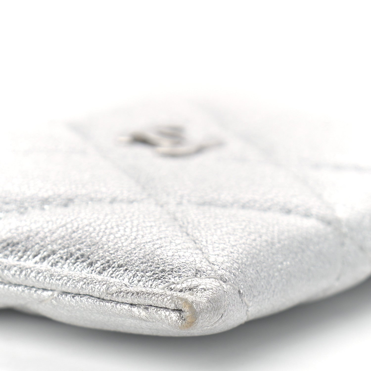 Chanel Metallic Lambskin Quilted Card Holder Silver 9 of 12