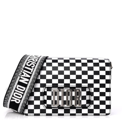 Christian Dior Smooth Calfskin Checkered Dio(r)evolution Flap Bag Black White 1 of 11