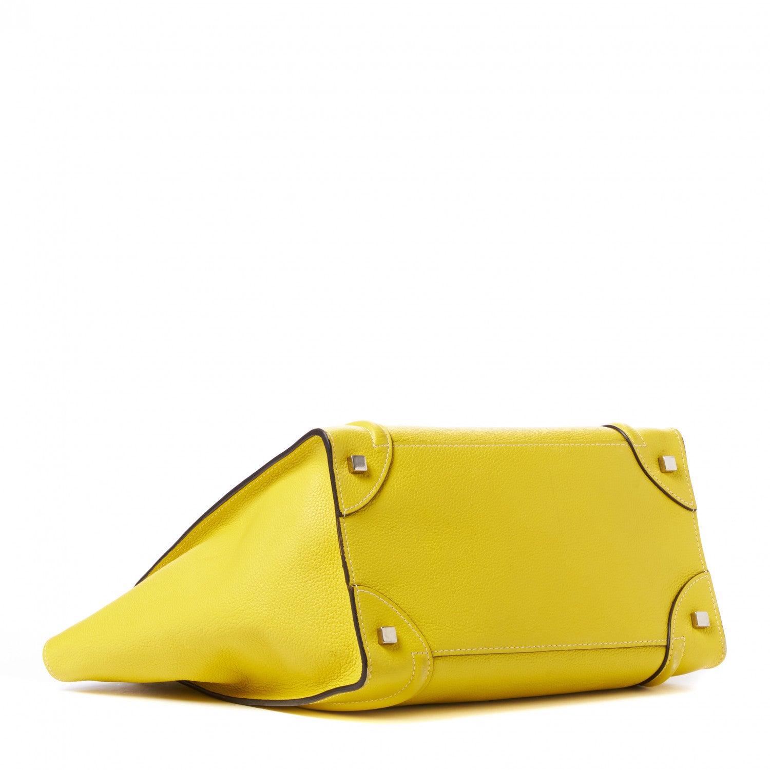 Celine Drummed Calfskin Mini Luggage Citron 4 of 9