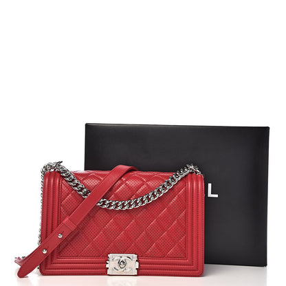 Chanel Perforated Lambskin Quilted New Medium Boy Flap Dark Pink 18 of 18