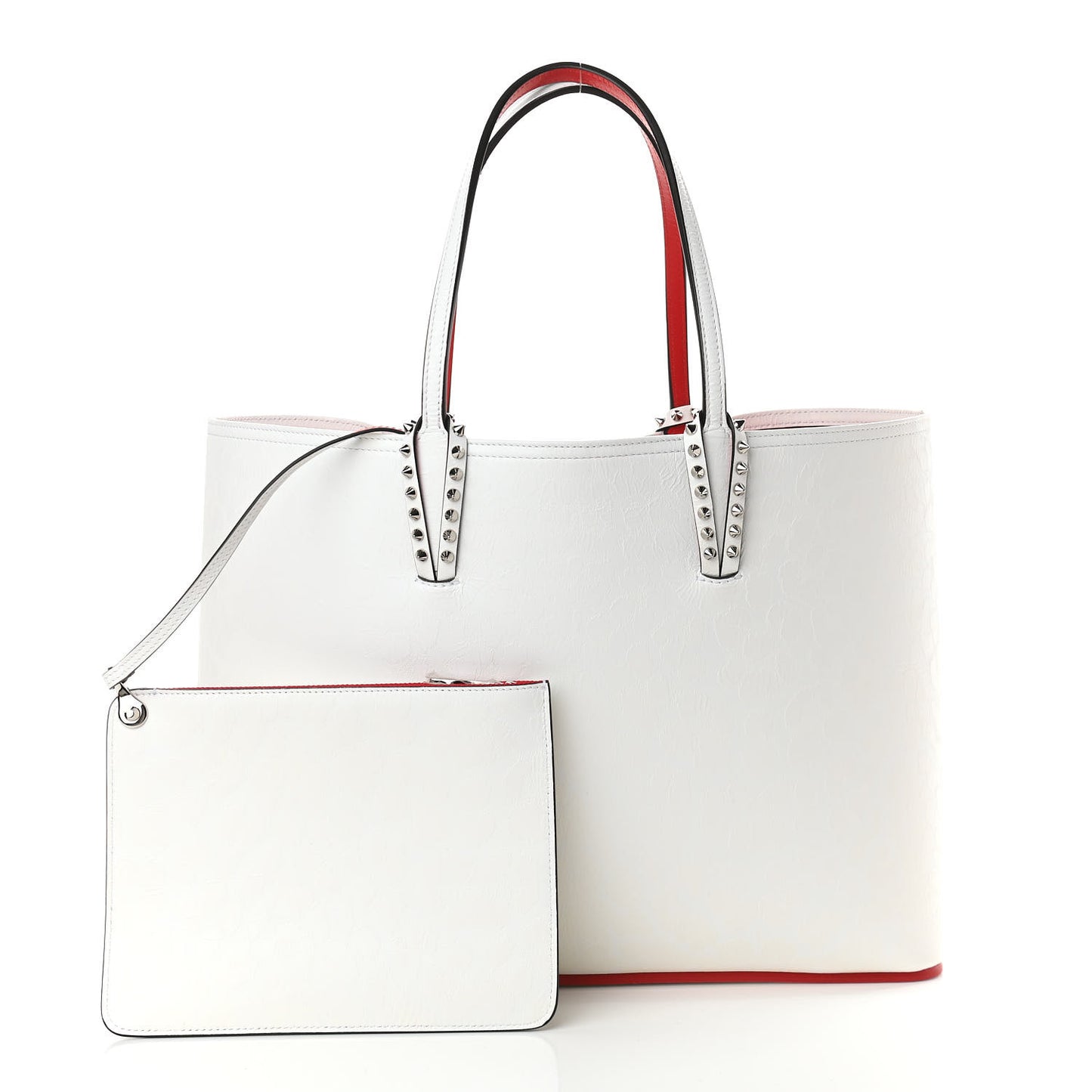 Calfskin Spikes East West Cabata Tote White