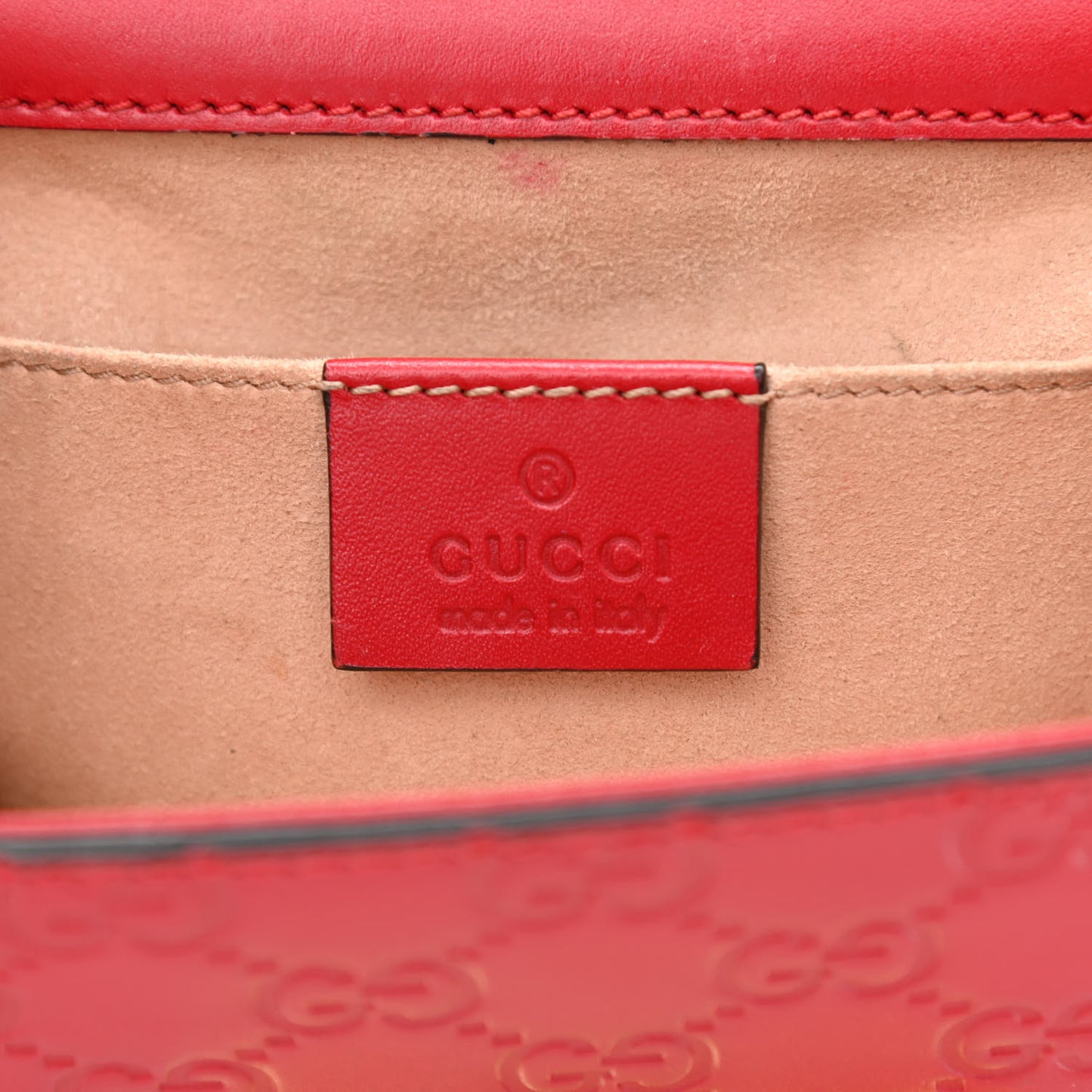 Guccissima Small Padlock Shoulder Bag Hibiscus Red