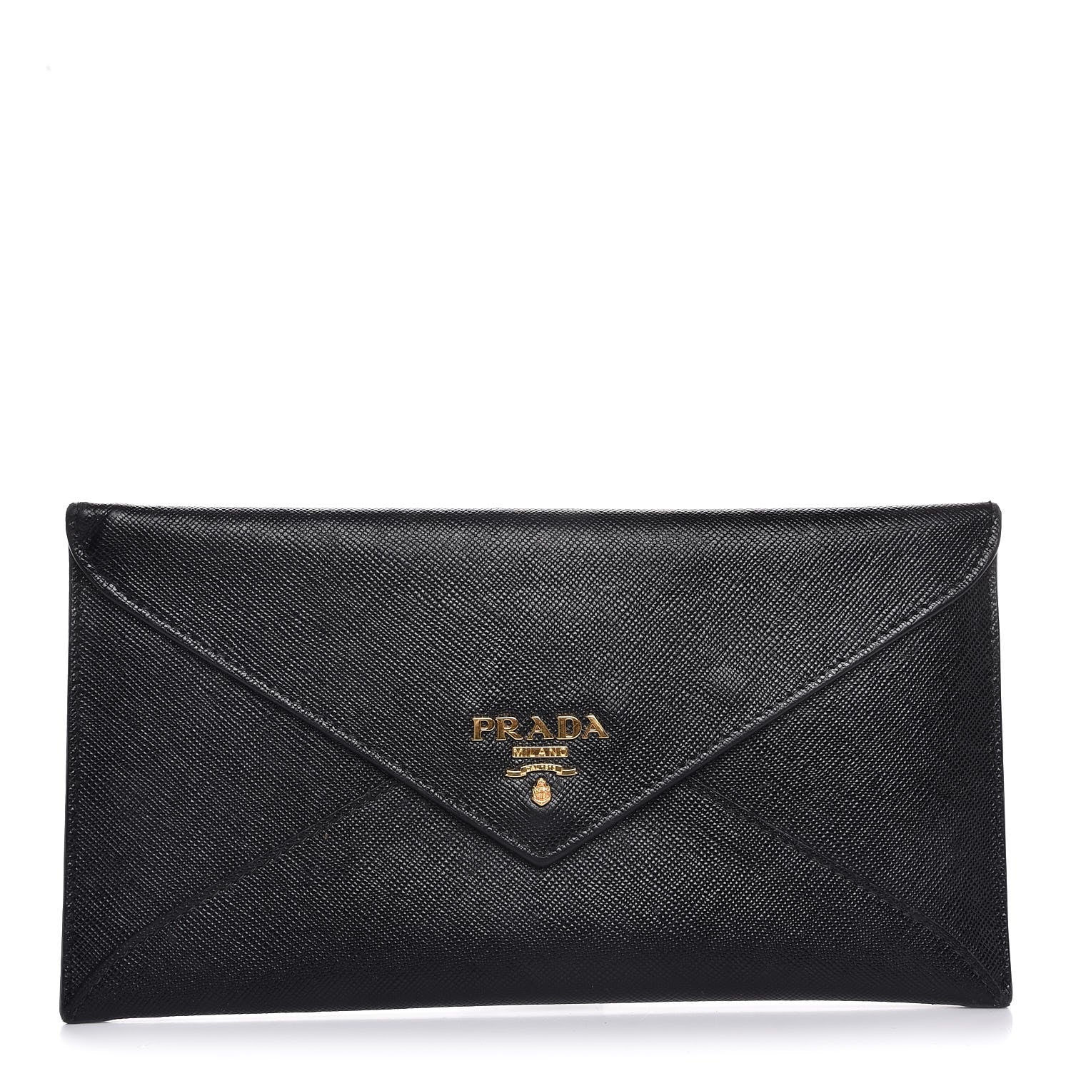 Prada Saffiano Metal Envelope Wallet Black 1 of 7