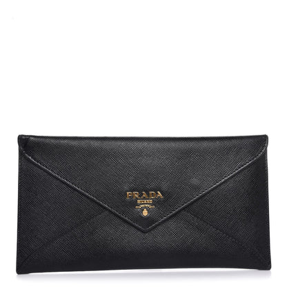 Prada Saffiano Metal Envelope Wallet Black 1 of 7