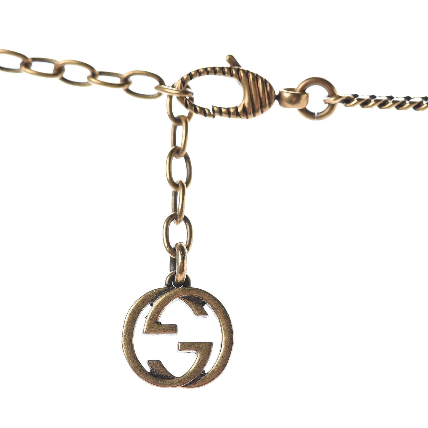 Metal Crystal Loved Short Necklace Aged Gold