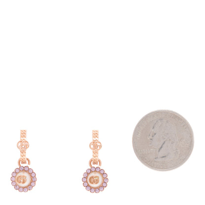 Gucci Metal Crystal Double G Drop Pearl Earrings Rose Gold 2 of 4
