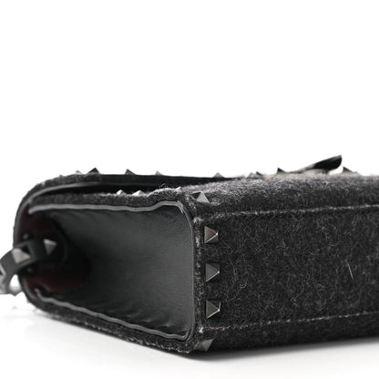 Valentino Garavani Wool Calfskin Medium Rockstud Flip Lock Crossbody Bag Black 8 of 9