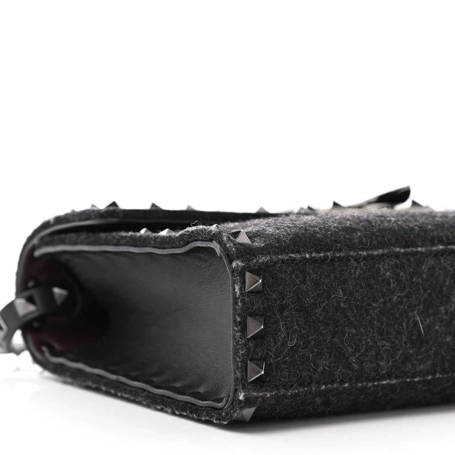 Valentino Garavani Wool Calfskin Medium Rockstud Flip Lock Crossbody Bag Black 8 of 9