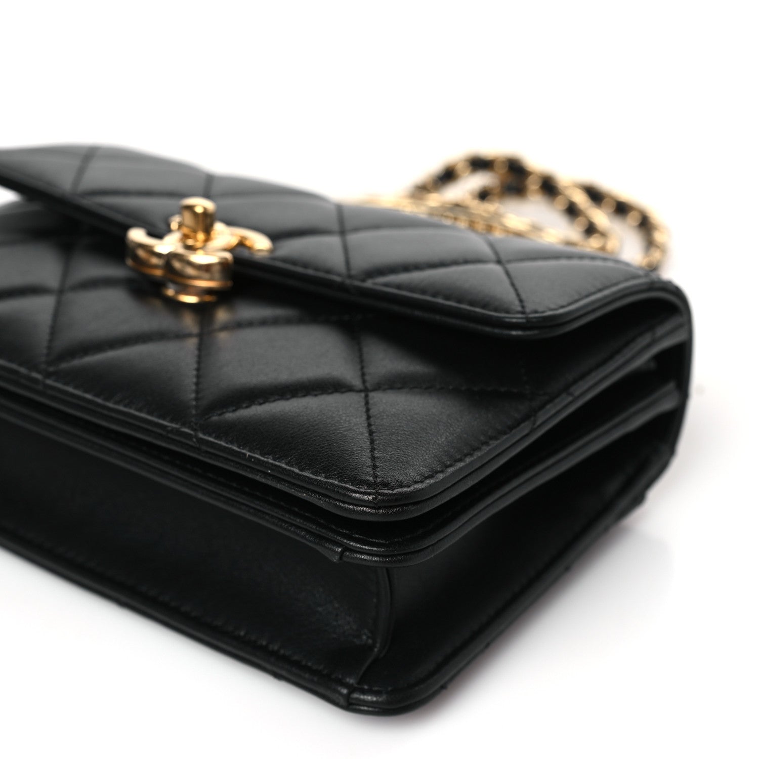 Chanel Shiny Calfskin Quilted Mini Metal Top Handle Flap Black 8 of 8