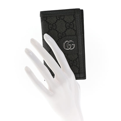 Gucci GG Supreme Monogram Textured Dollar Calfskin Ophidia Card Case Grey Black Graphite Grey 2 of 9