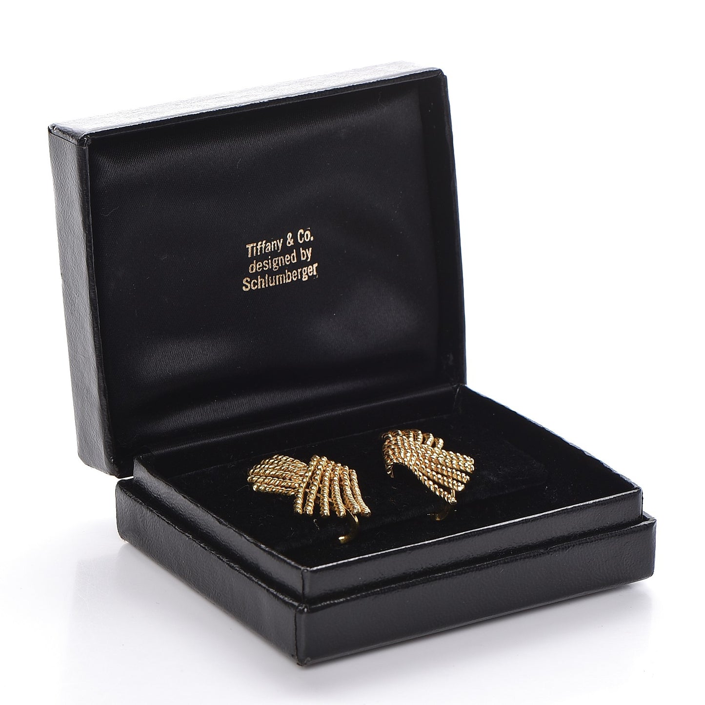 18K Yellow Gold Schlumberger V-Rope Clip On Earrings