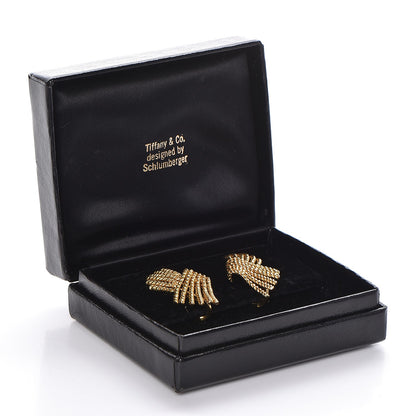 Tiffany 18K Yellow Gold Schlumberger V-Rope Clip On Earrings 5 of 5