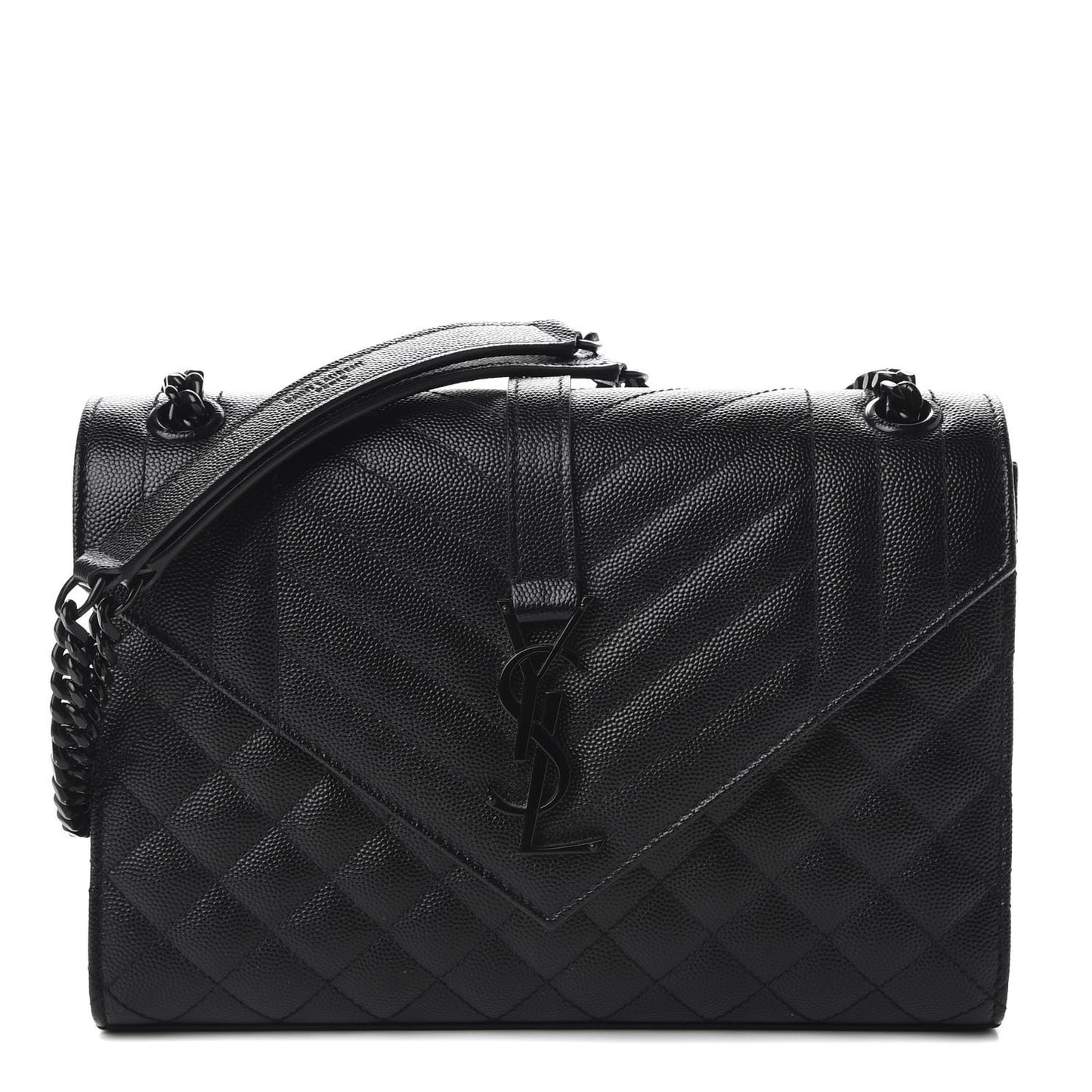 Grain De Poudre Textured Mixed Matelasse Triquilt Medium Monogram Satchel Black
