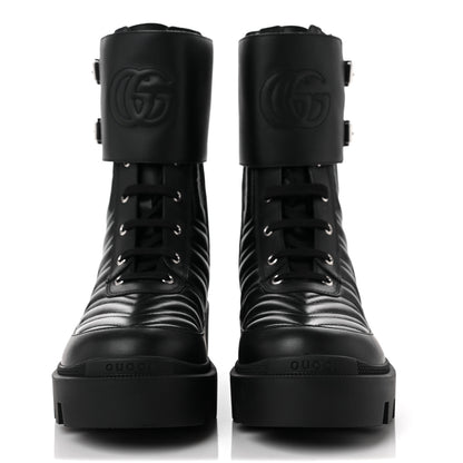 Gucci Nappa Frances GG Matelasse Platform Combat Boots 40 Black 2 of 8