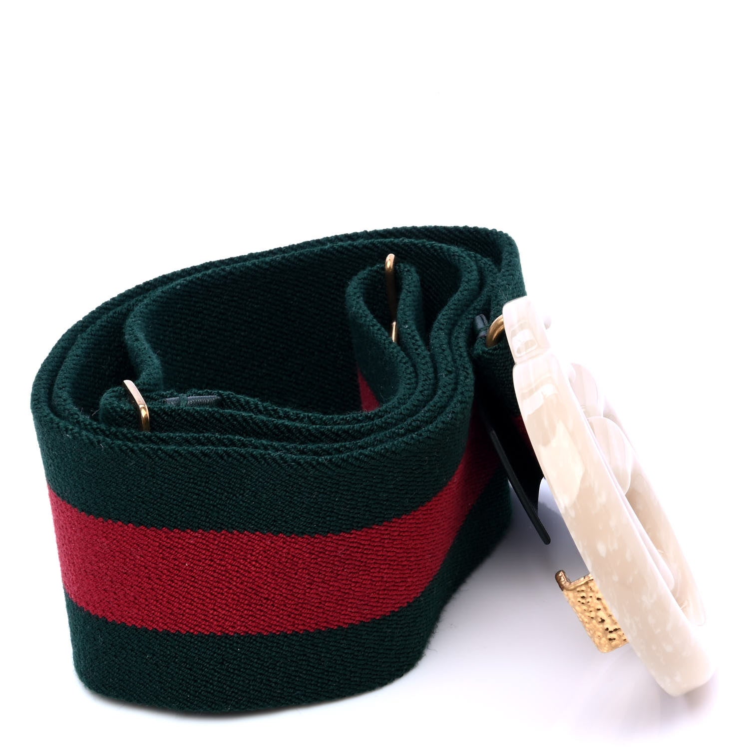 Gucci Web Elastic Plexiglass GG Marmont Belt 100 40 Red Green 3 of 6