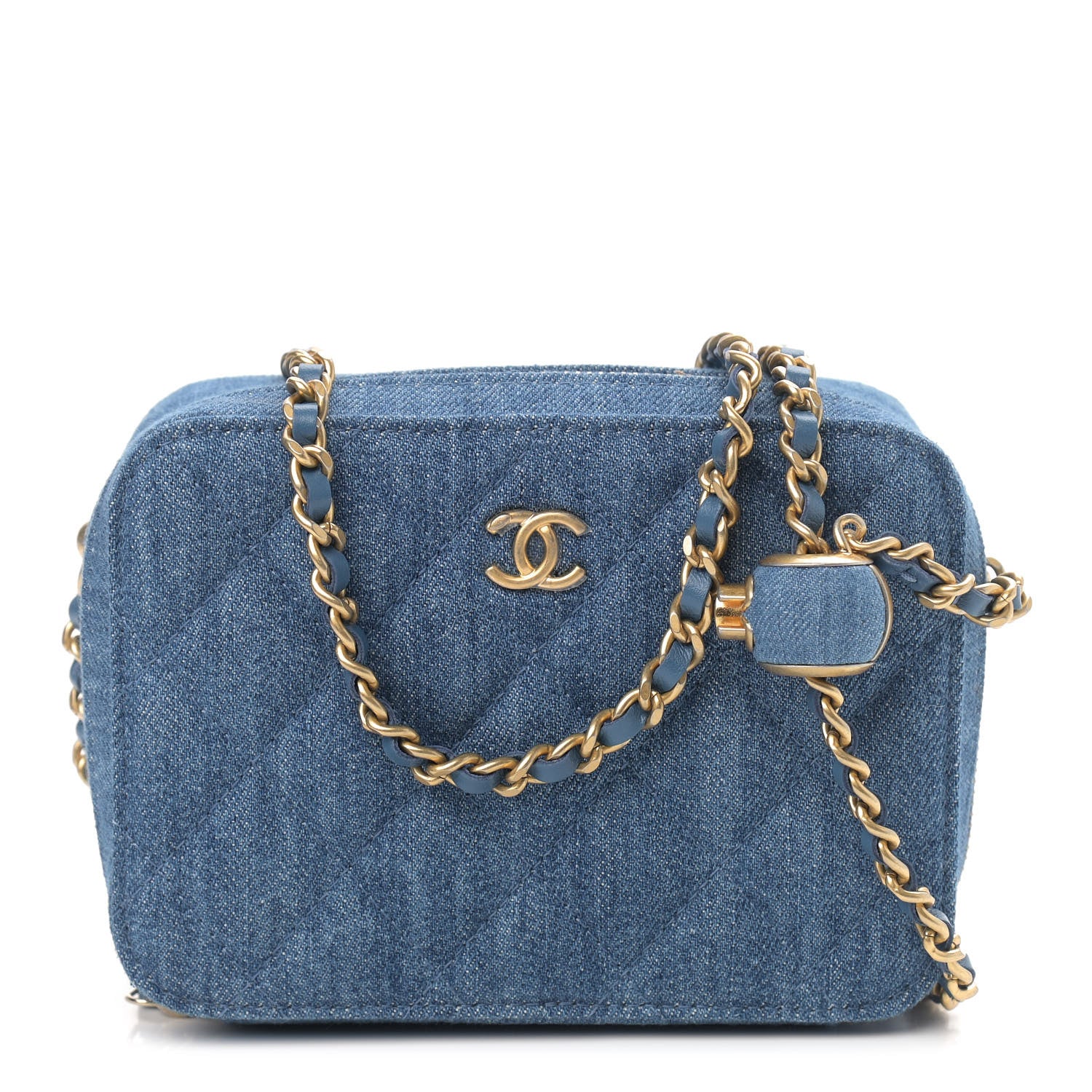 Chanel Denim Quilted CC Pearl Crush Camera Case Blue 1 of 9
