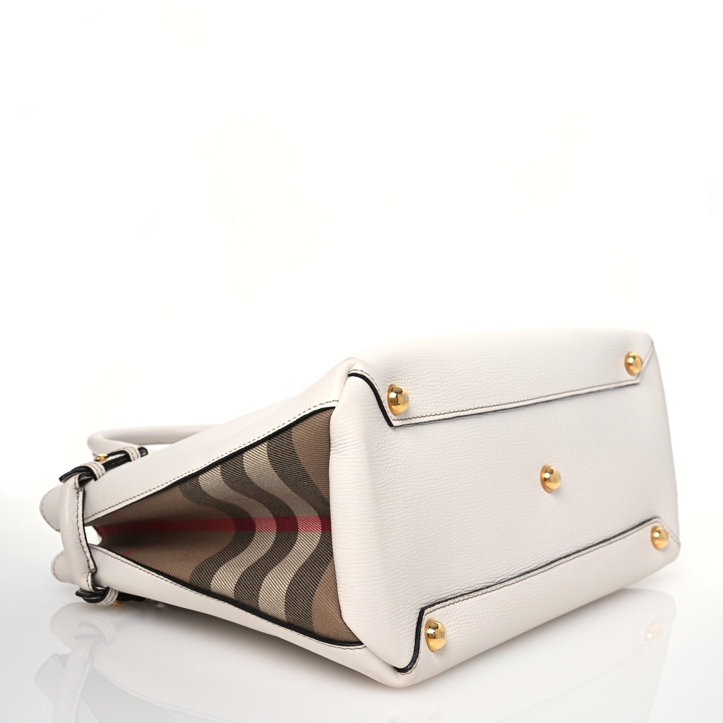 Derby Calfskin House Check Medium Banner Tote Limestone