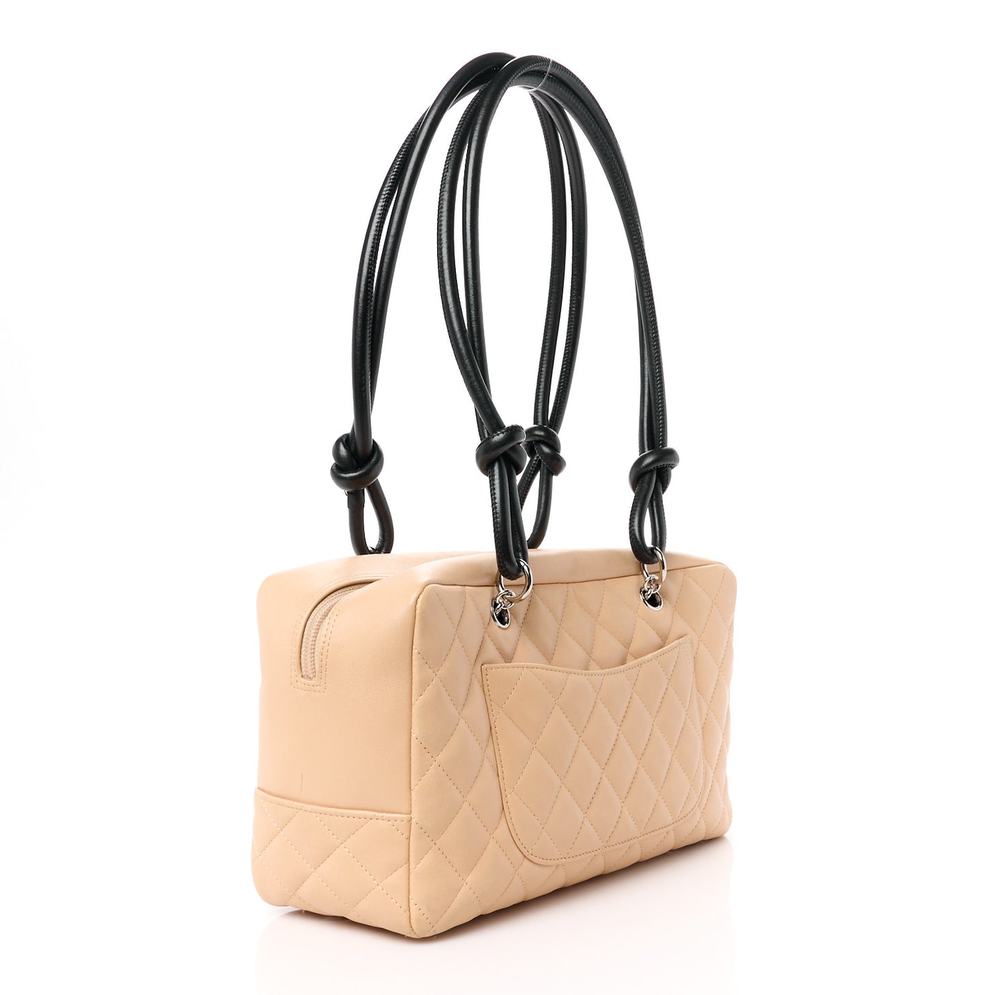 Calfskin Quilted Large Cambon Bowler Beige Black