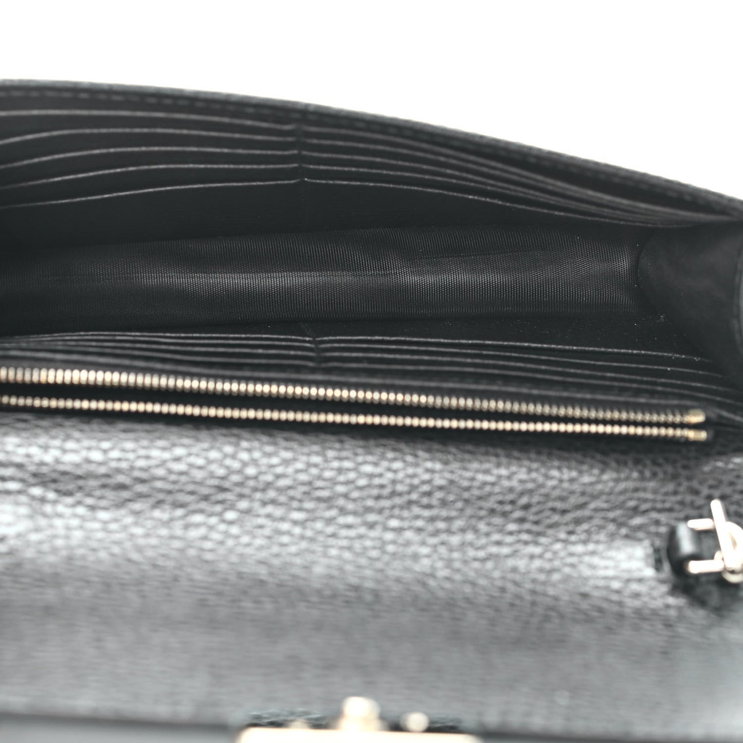 Dollar Calfskin Interlocking G Chain Wallet Black