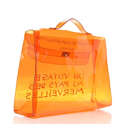 Hermes Vinyl Souvenir De L'Exposition Kelly Orange 3 of 11