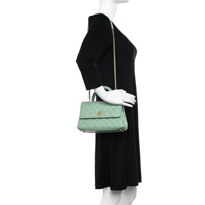 Chanel Caviar Quilted Mini Coco Chain Handle Flap Light Green 2 of 10